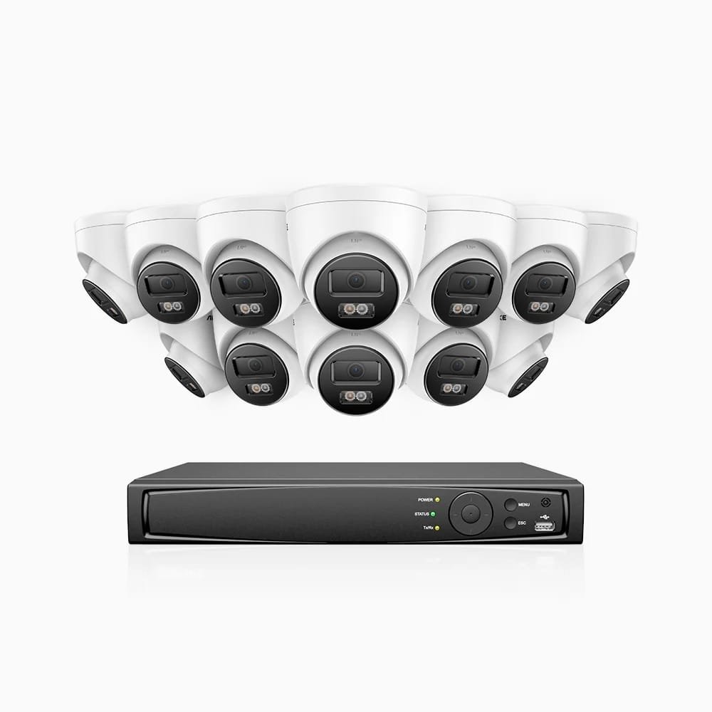 Kit 12 de cámaras de vigilancia PoE 4K + NVR 16 canales + 4TB HD
