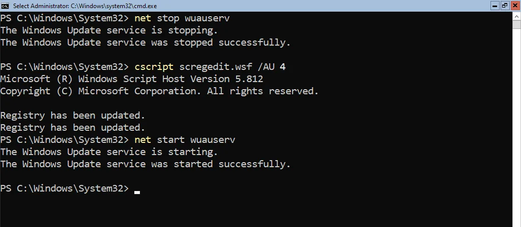 Actualizando Windows Server 2022 6 Configuración de Actualizaciones Automáticas Usando PowerShell